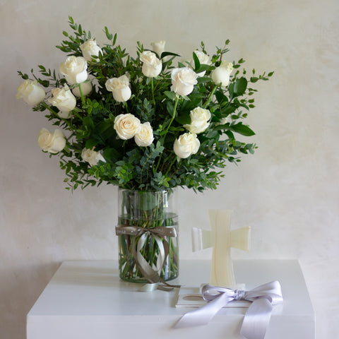 Set rosas altas y cruz de onix