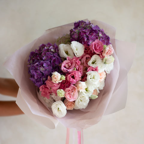 Ramo de Hortensias y Lisianthus